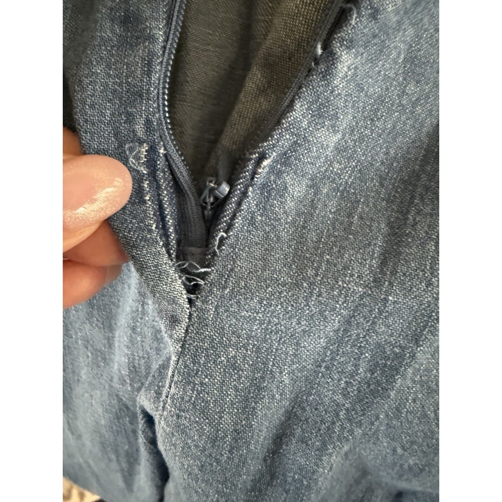 Free People Another Season Midi Dress M Boardwalk Blue Denim $198 Flaw - Picture 11 of 15
